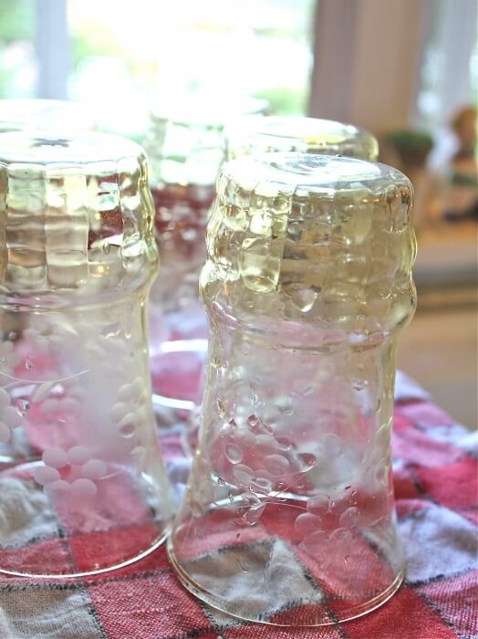 glasses drying in the sun