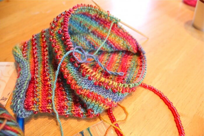 knitted beaded hat