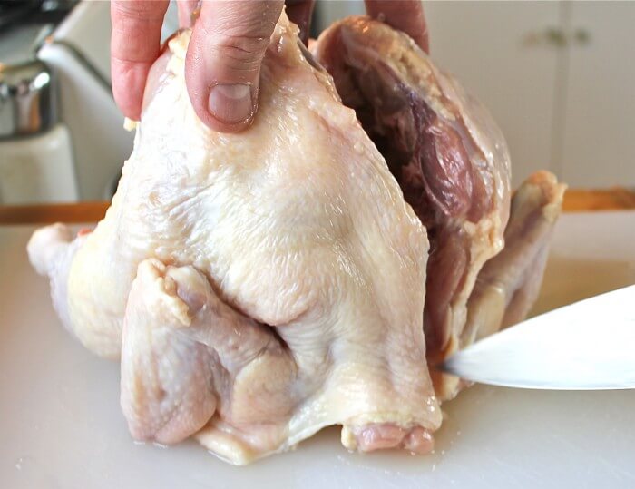 removing the chicken's backbone