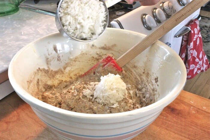 adding the coconut