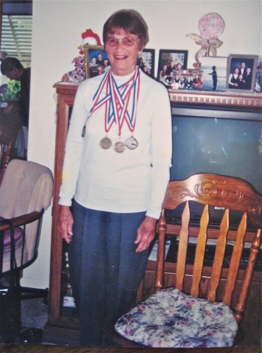 Mom and Senior Olympics Tennis medals